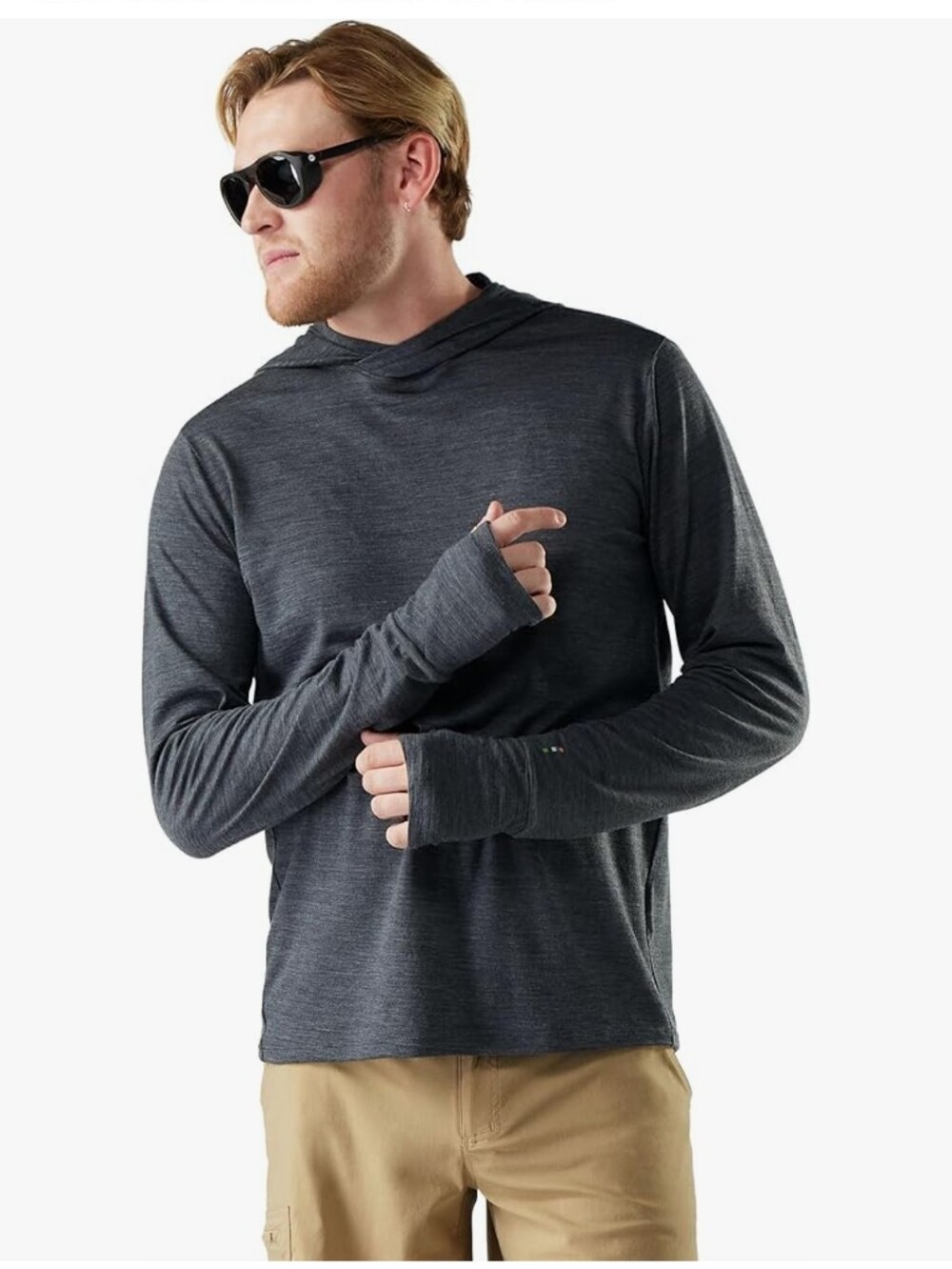 Smartwool Merino 250 Heathered Heather Gray Grey Popover Wool Hoodie Sweater L